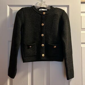 Zara Black Sweater with Gold Accents